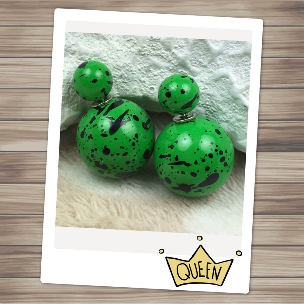 Green Double Stud Earrings